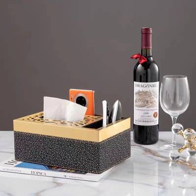Luxe Leather and Metal Tissue Box Holder