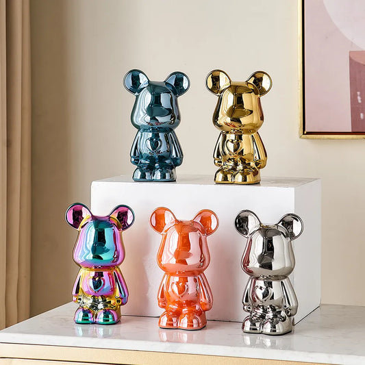 Ceramic Bear Figurines for Living Room